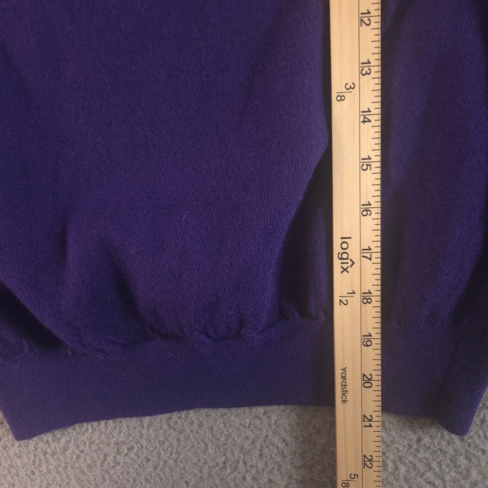Club Room Sweater Mens Small Purple 100% Merino Wool V-Neck Pullover Classic - Picture 6 of 8